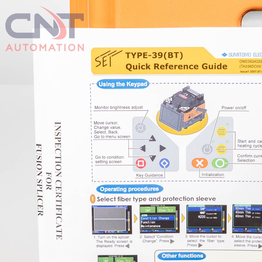 Sumitomo Type-39 FastCat Micro Core Alignment Optical Fiber Fusion Splicer