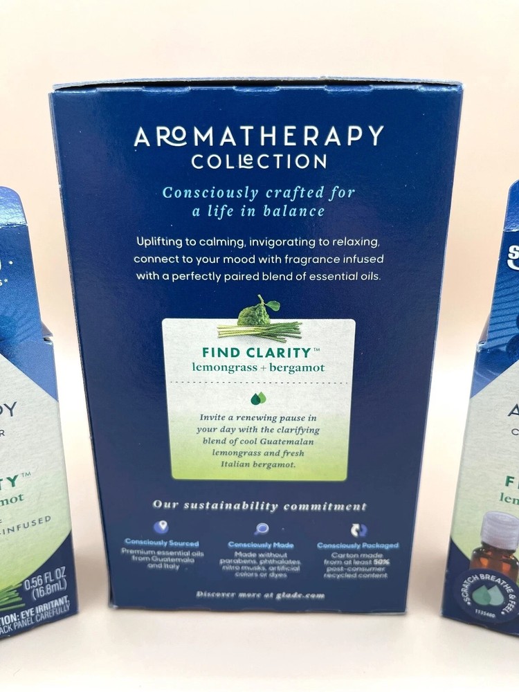 Glade Aromatherapy Lemongrass Mist Essential Oil Diffuser Kit W/ 2 Refills