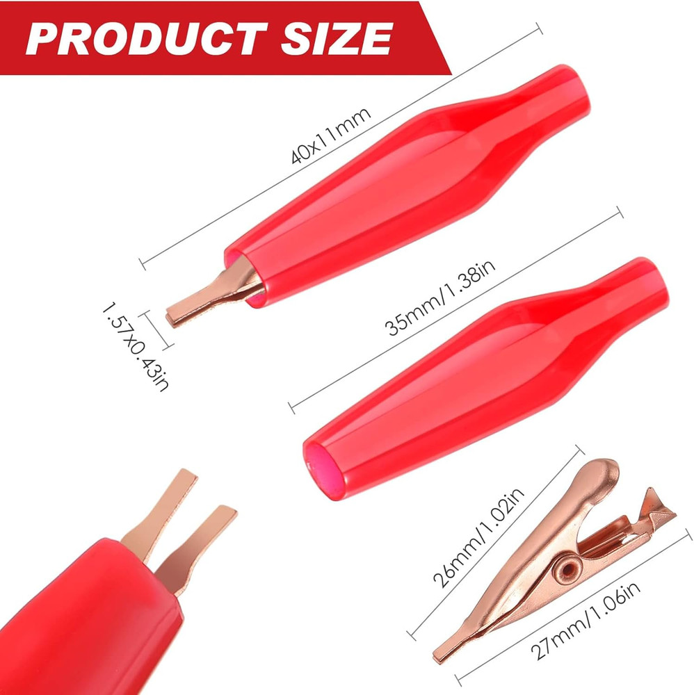 50 Pack Micro Toothless Alligator Test Clips Small Solid Copper Alligator Cli