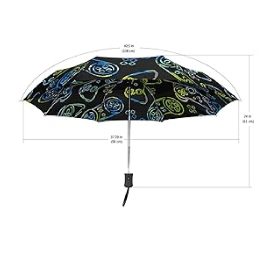 Sletend Gaming Gamepad Pattern Portable Folding Windproof Automatic Umbrella
