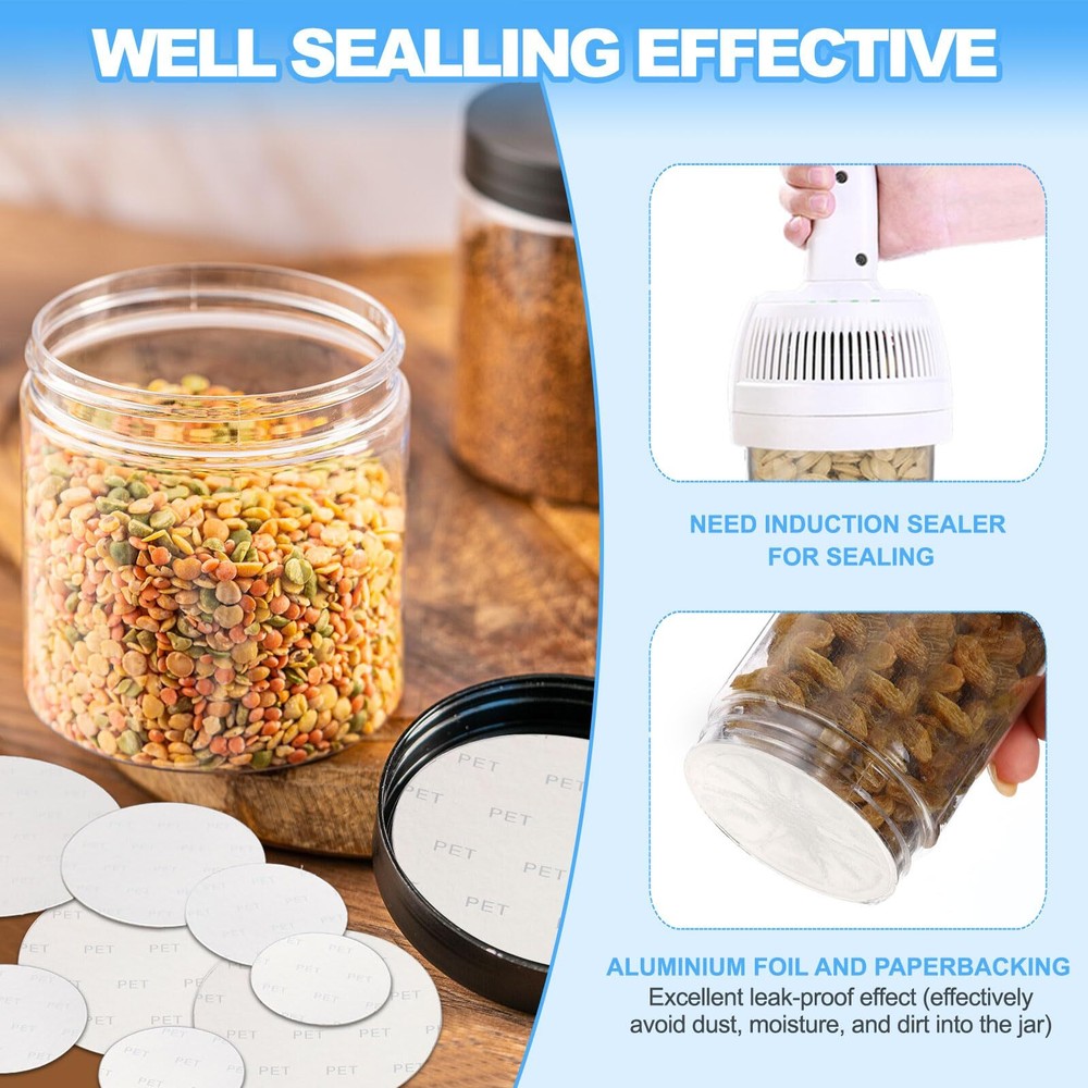 58mm/2.28" Aluminum Foil Cap Liner 300 Pack Resistant Tamper Induction Heat S...