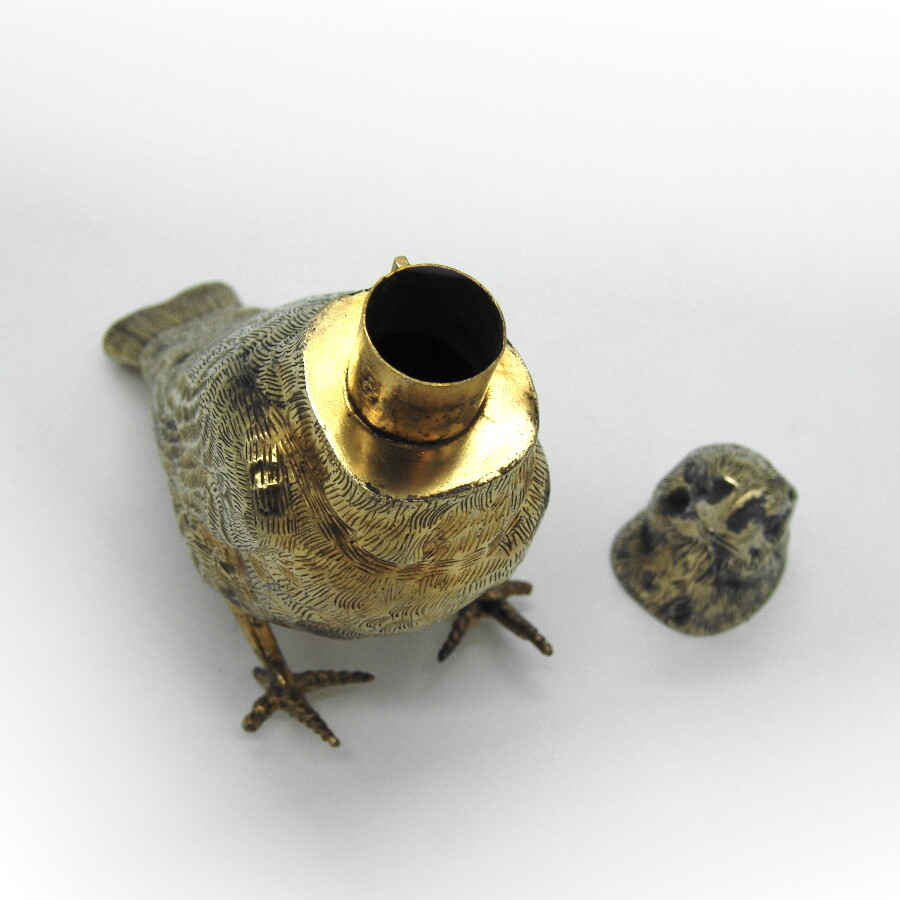 Bird Form Etrog Box Hanau German Silver Gilt