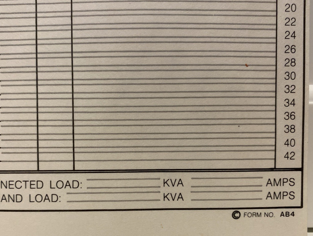 Vtg Electrical Panel Schedule / Circuit Breaker Panel Schedule Blank Sheets Pad