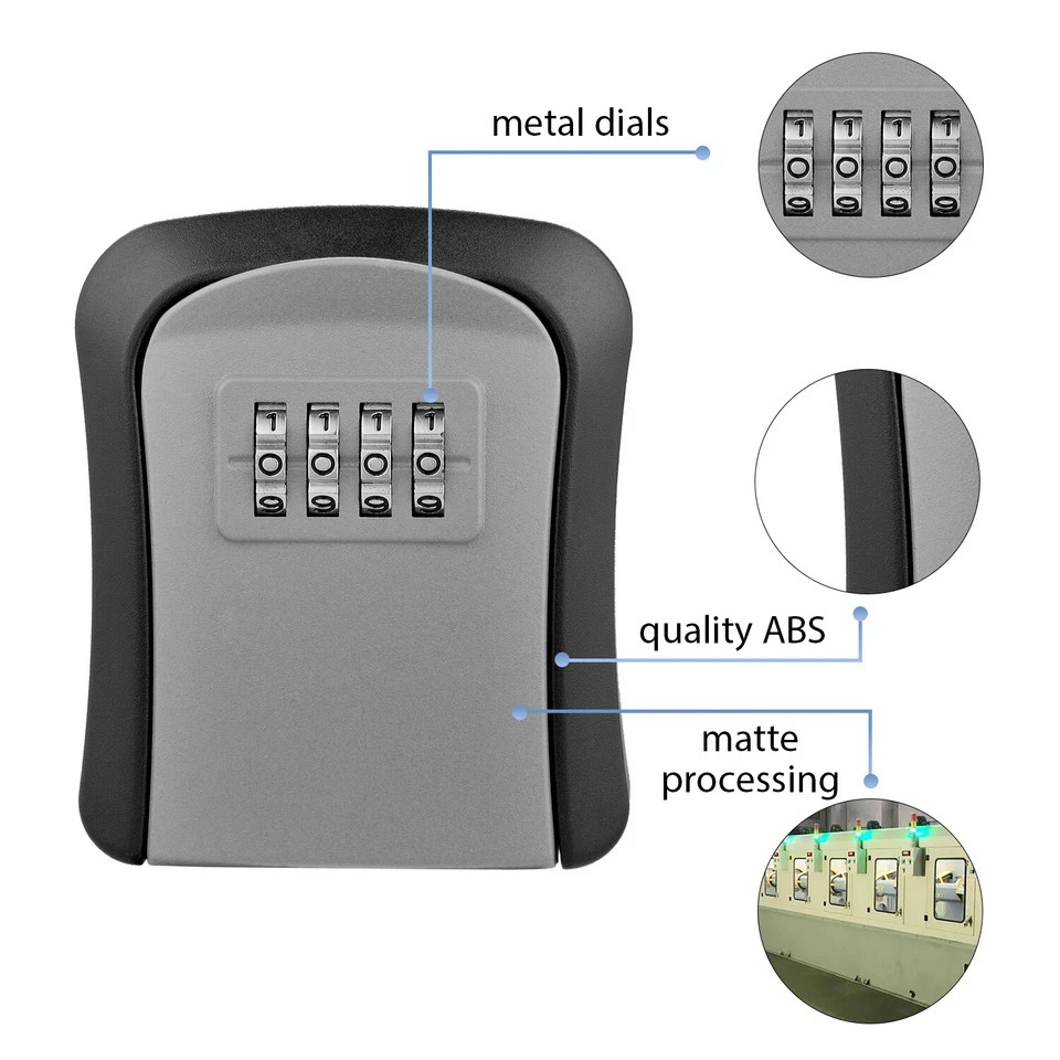 4 Digit Key Safe Lock Box Wall Mount Combination Security Storage Case Organizer
