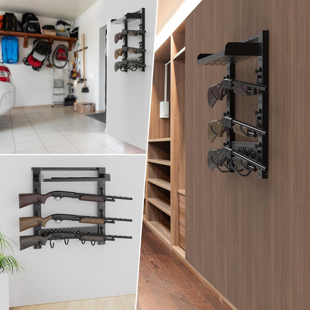 ONETIGRIS Gun Rack Wall Mount Shelf Horizontal Removable Accessories Storage