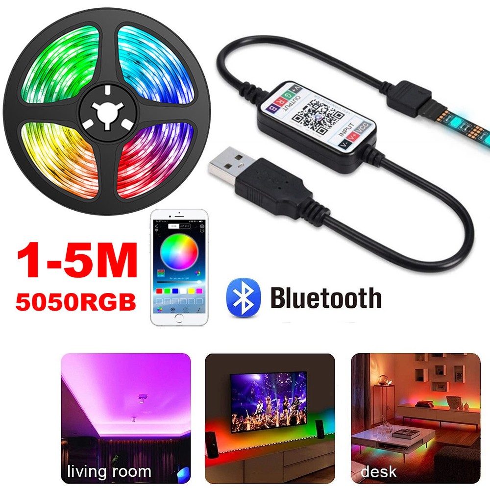 1M-5M USB 5V 5050 RGB Led Strip Light led Tape TV Backlight Bluetooth Controller