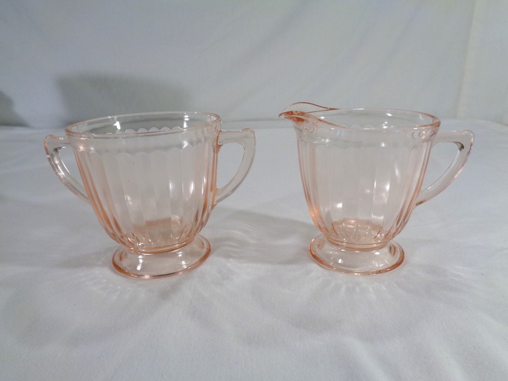 MacBeth-Evans Pink Petalware Cream and Sugar
