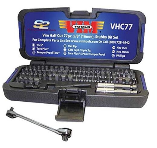 VHC77 '77-Piece' Half Cut Stubby Bit Set