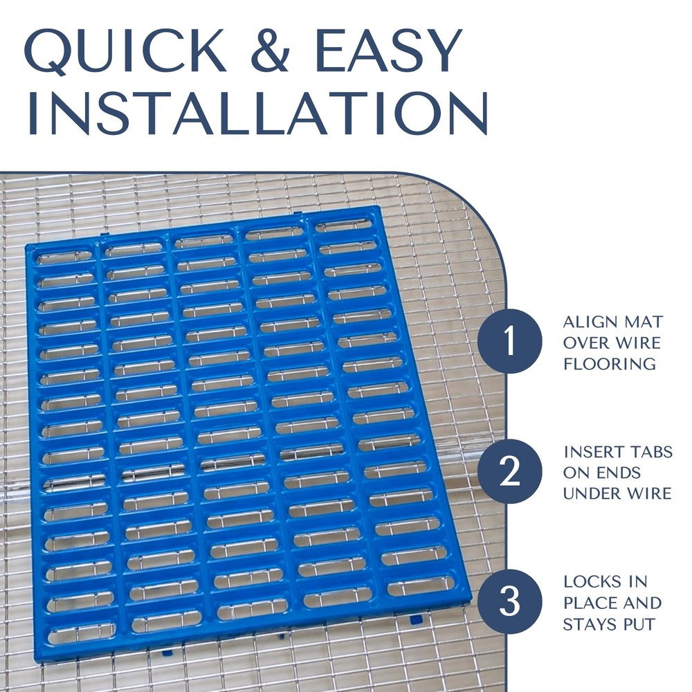 Premium Rabbit Cage Mats (Blue, 6 Pack) | Heavy Duty ABS Wire Floor Protector...
