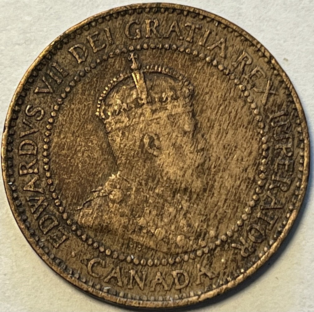 1909 Canada One Cent XF. KM#8.  Bronze