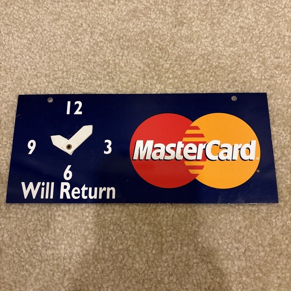 Mastercard Open Closed Will Return Clock Sign Decals Stickers Lot