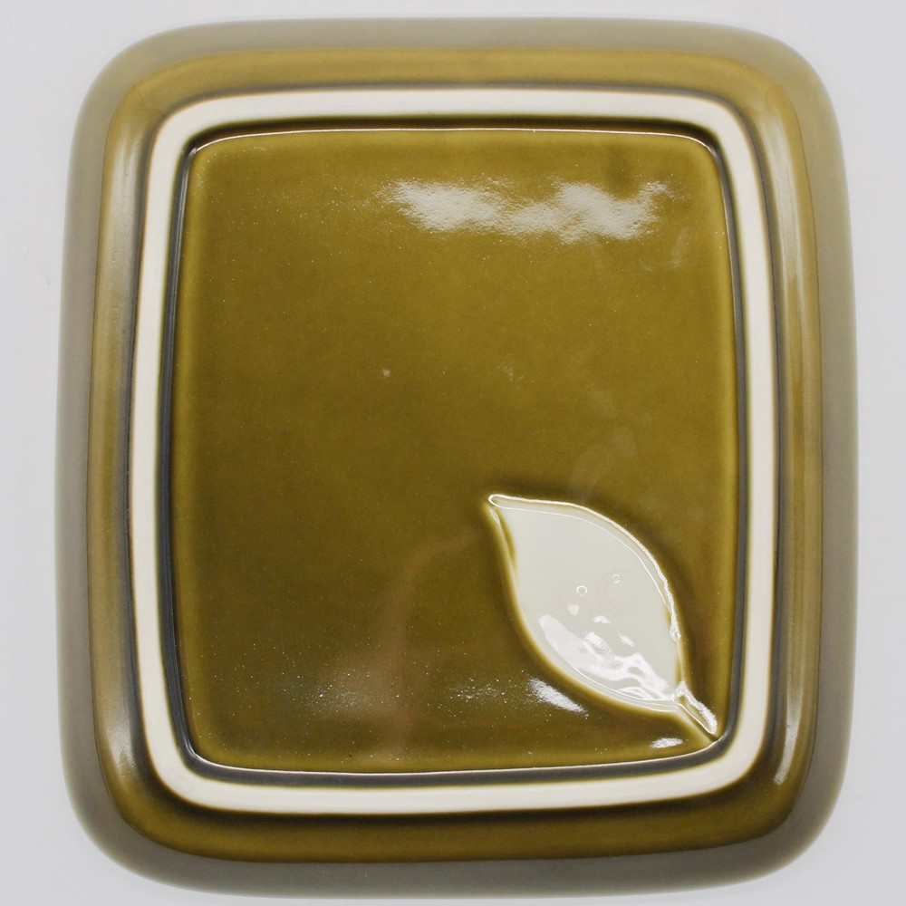 Rectangular Plate Deep Green 19x21cm Mino Ware Microwave Safe Japan