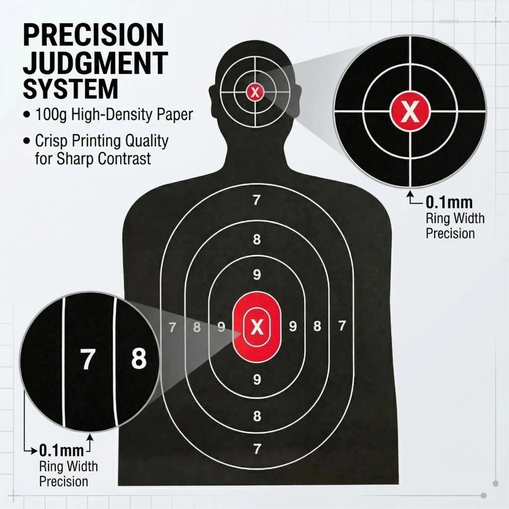 Silhouette Paper Shooting Target for The Range, Aiming 14" x 22", white