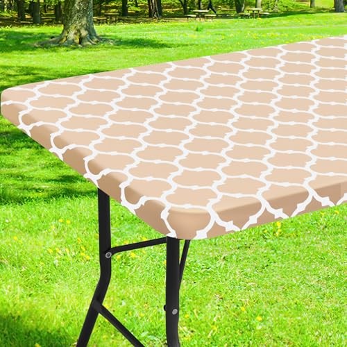 Rectangle Picnic Table Cover, Waterproof Elastic 60" x 36" (Rectangular) Khaki