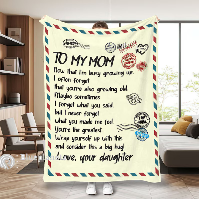 Personalized To My Mom Letter Blanket Custom Gift