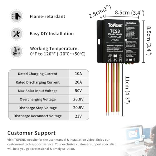 TCS3 Solar Charge Controller Waterproof Solar Panel Battery Regulator for