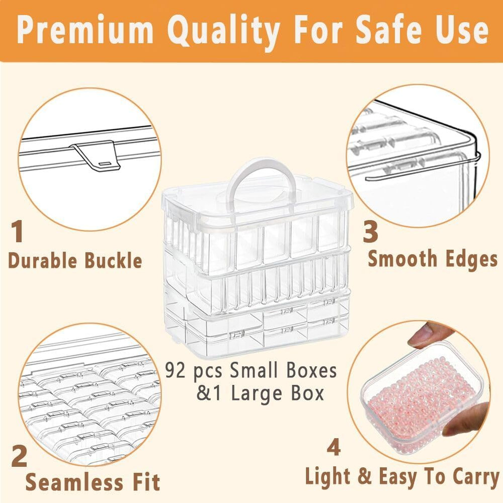 91Pcs Bead Storage Container, 3-Tier Bead Organizer Boxes and Craft Storage Boxe