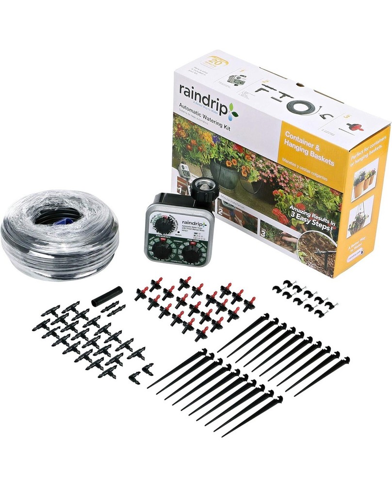 Raindrip Automatic Drip Irrigation Watering Kit with Customizable Timer