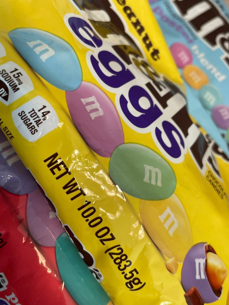 Easter M&M's Peanut Butter, Peanut & Plain with an Easter Candy Dish
