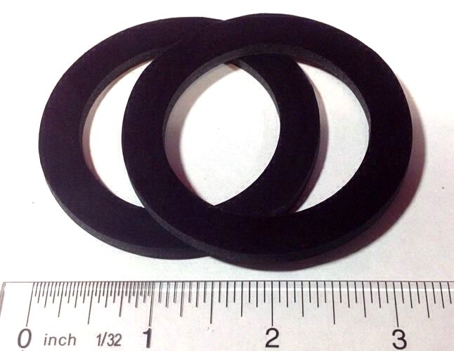 1 PAIR, 2" ROUND EPDM Rubber Water Meter Coupling Gaskets, 1/8 thick washers