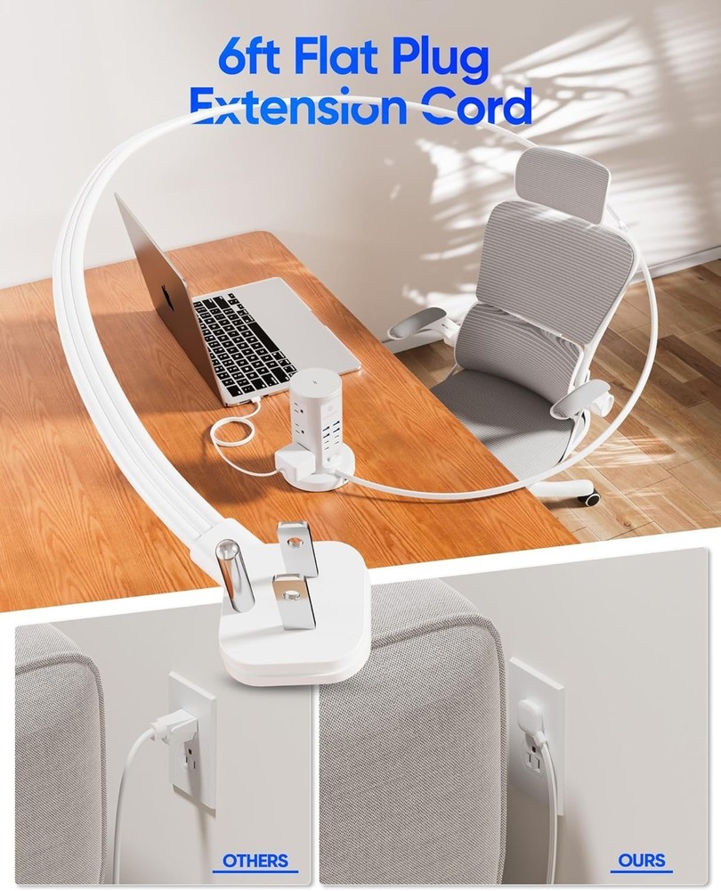Vertical Power Strip Tower with USB - Surge Protector