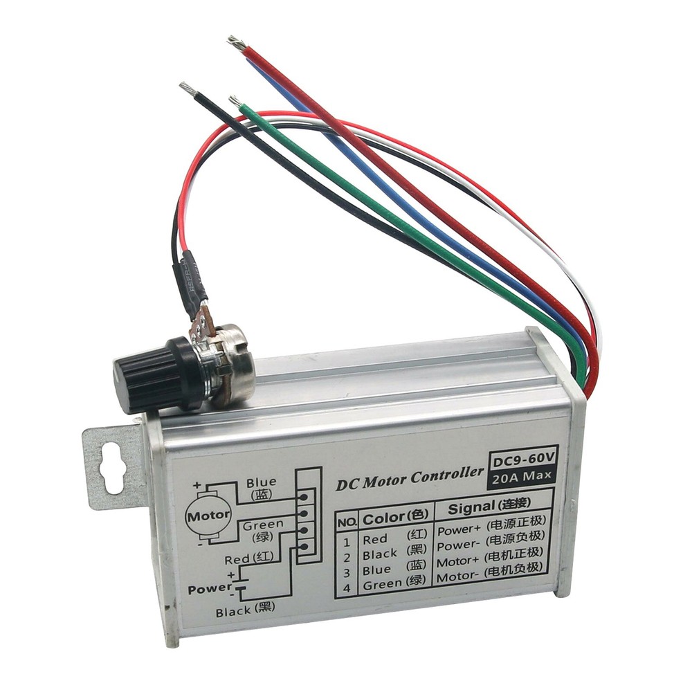 12V 24V Max 20A PWM DC Motor Stepless Variable Speed Control Controller US