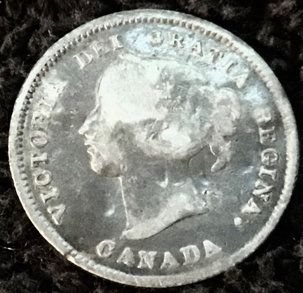 1872H, 5 Cent Silver Canada Coin KM 2