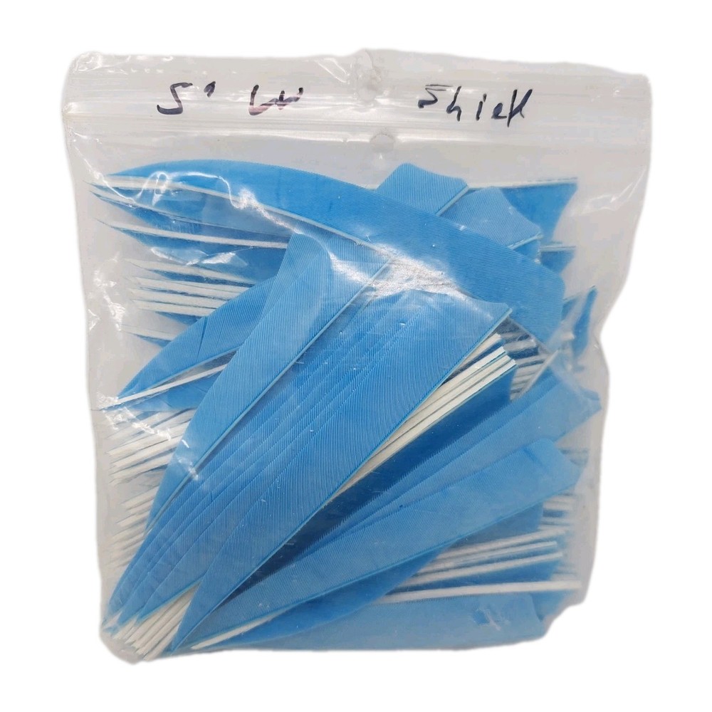 100 Pack Archery Arrow Feathers 5" Left Wing: Shield Sky Blue