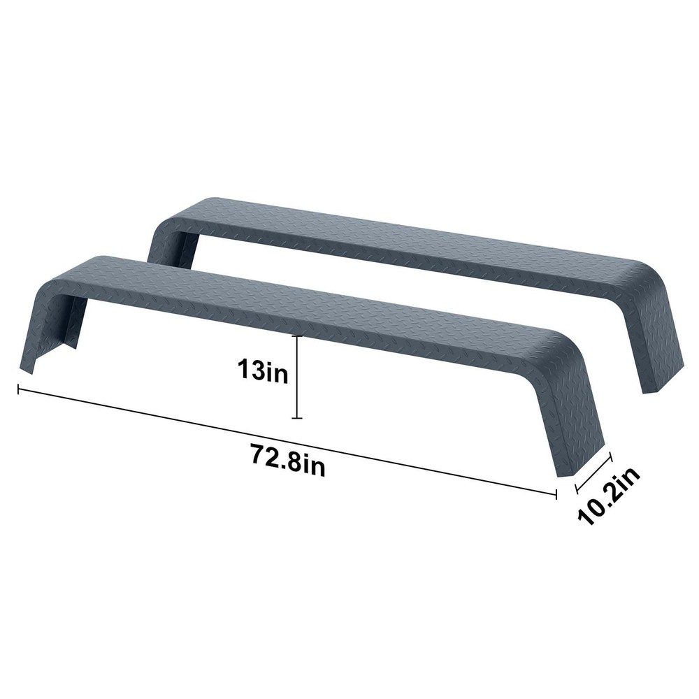 2 x Diamond Tread Plate Double Tandem Axle Trailer Fenders for 13"-15" Tires