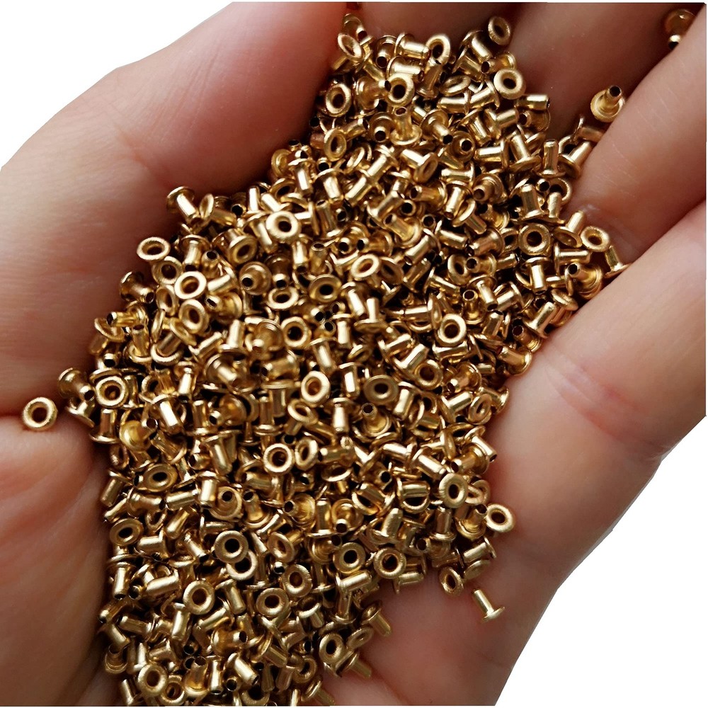 Solid Brass Grommets Tiny Grommets Eyelets Self Backing for Bead Cores, Cloth...