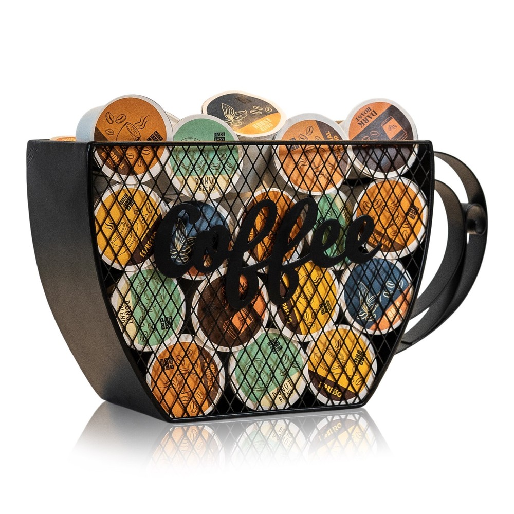 Made Easy Kit Coffee Pod Organizer, Coffee Bar Functional Décor, Black Cup Mount