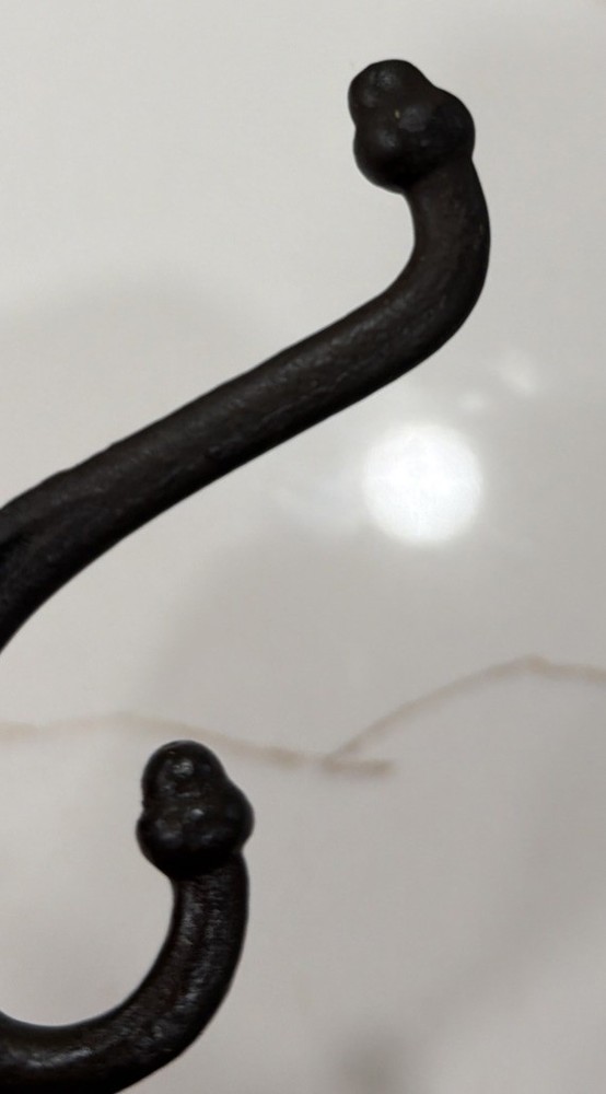 Single Cast Iron Double Hook Acorn Tips Coat Hat Salvaged Hardware 3”
