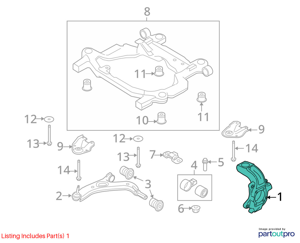 2010-2012 Ford Taurus Drivers Front Spindle Knuckle Oem C3BME