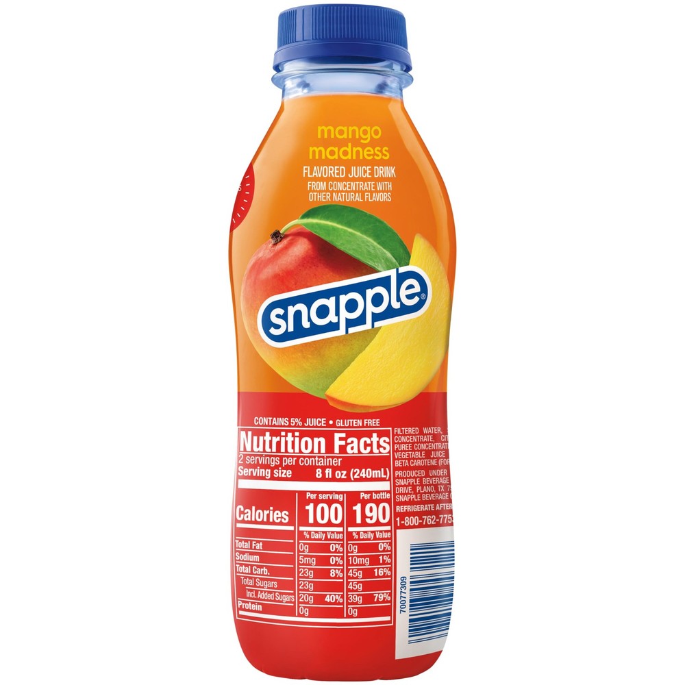 Mango Juice Drink, 16 oz Recycled Plastic Bottles, 12-Pack for Refreshment