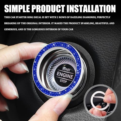 Car Engine Start Stop Decoration Ring, Car Engine Start Button 1PCS Bright Blue