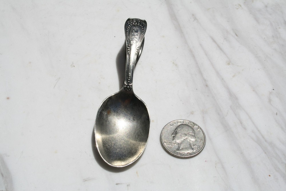 Antique Silver Plate BABY Handle LOOP BABY SPOON