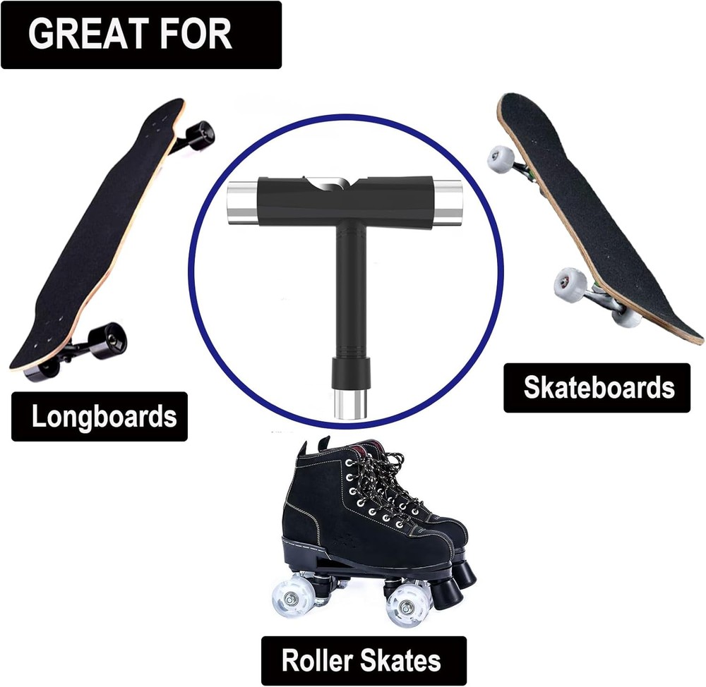 Professional Skate Tools, All-in-One Multi-Function Portable Skateboard T Tool w