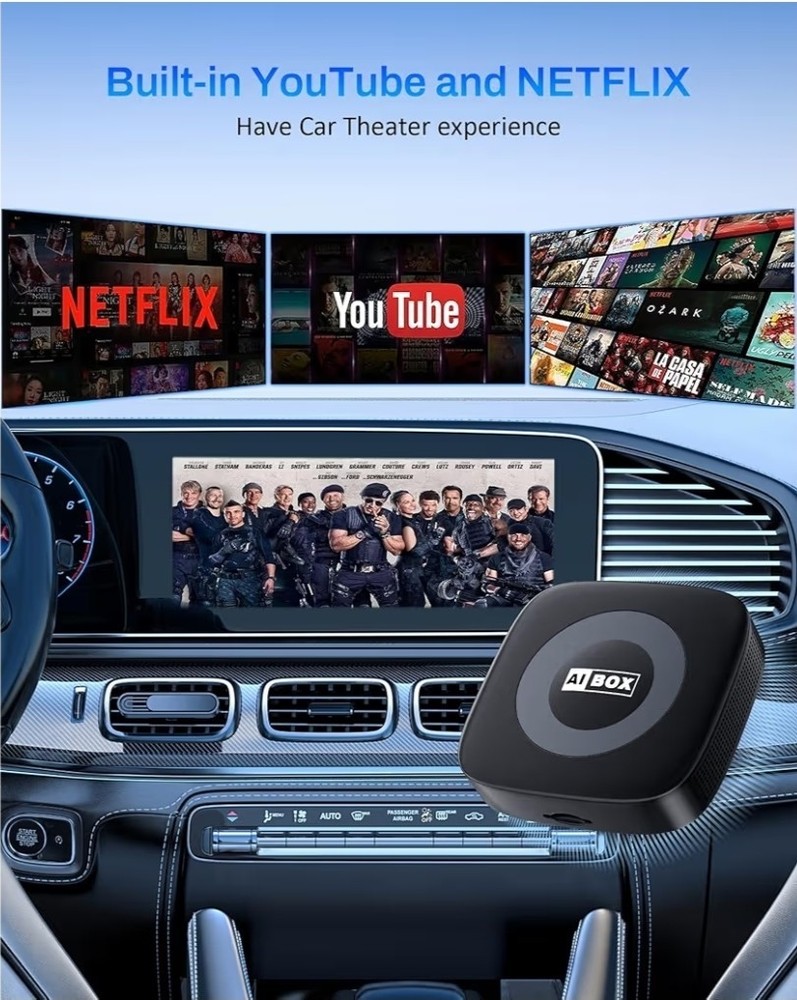 Wireless Carplay Adapter with Netflix/YouTube Ai Box for iPhone & Android Auto