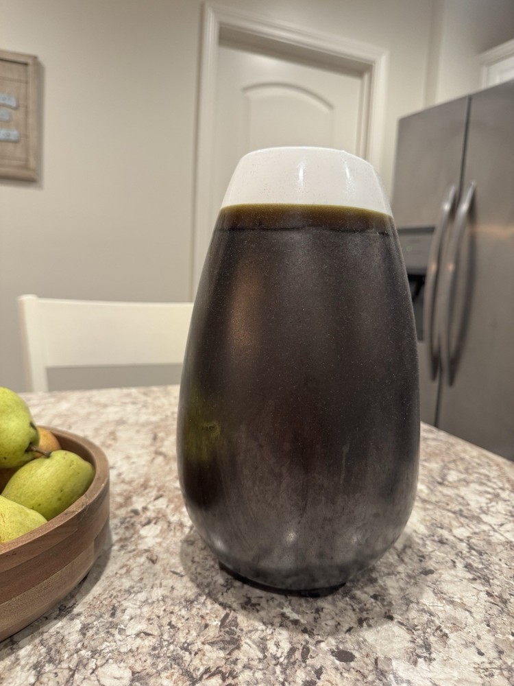 Two-Toned Ceramic Vase 12” Dark Iridescent & White Decorative Accent