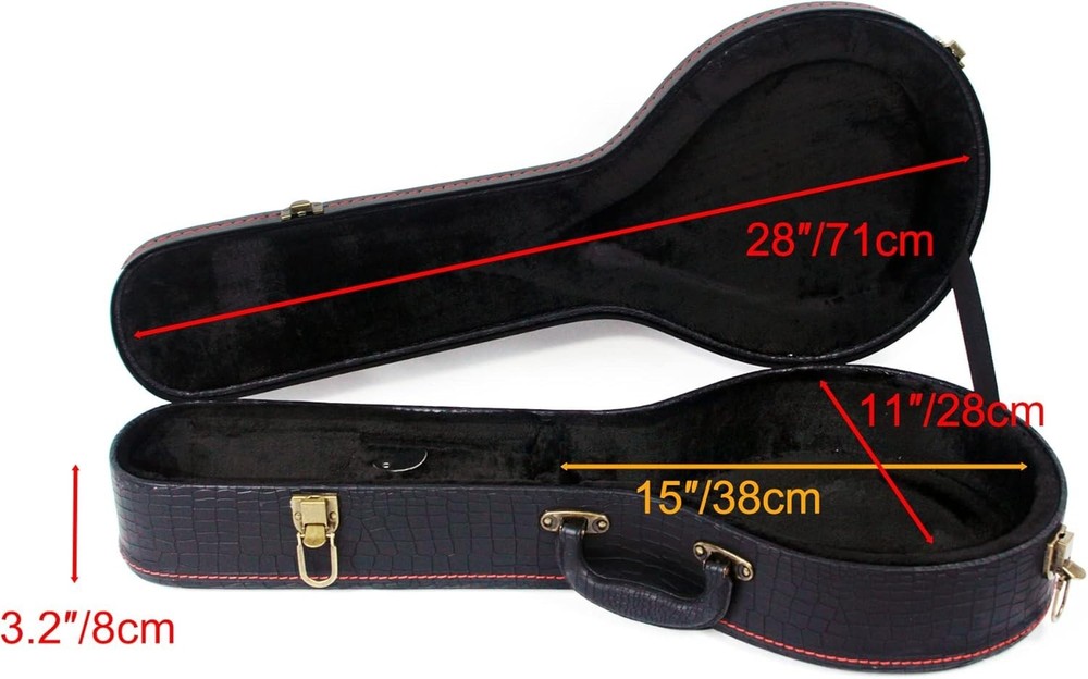 Mandolin Hard Case, A-Style Mandolin Case, Crocodile Pattern Leather