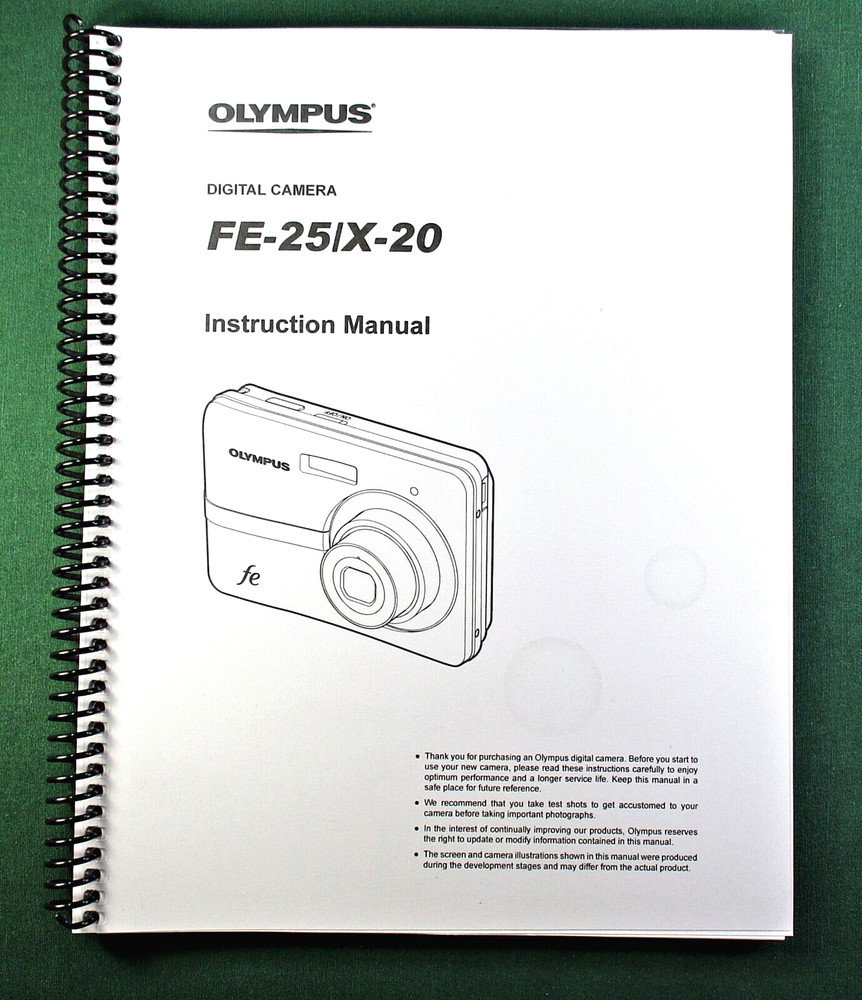 Olympus FE-25 Instruction Manual: 62 Pages & Protective Covers!