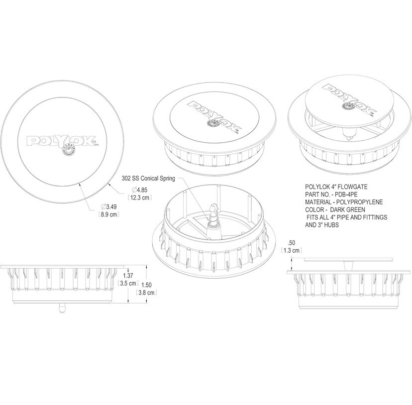 Polylok 4" Flow Gate (Drainage Pop-Up)