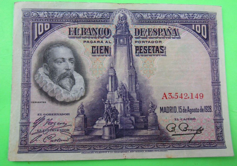 SPAIN, 100 PESETAS, P#76a, 1928