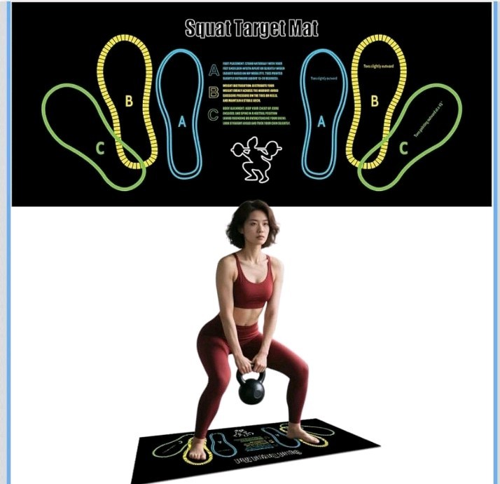 New Exercise Mat Perfect for Squats Leg & Ab Workouts - Squat Guide Mat