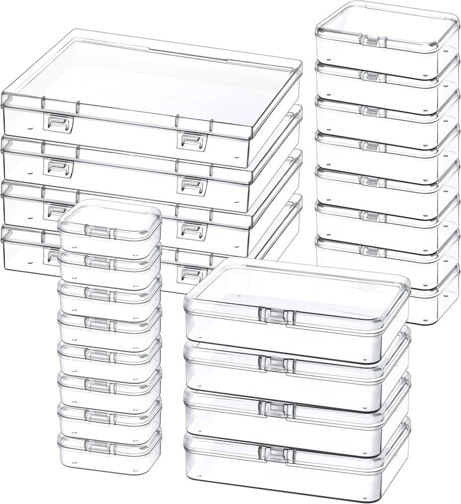 24 Pack Mixed Sizes Small Plastic Storage Containers, 4 (24Pcs), clear