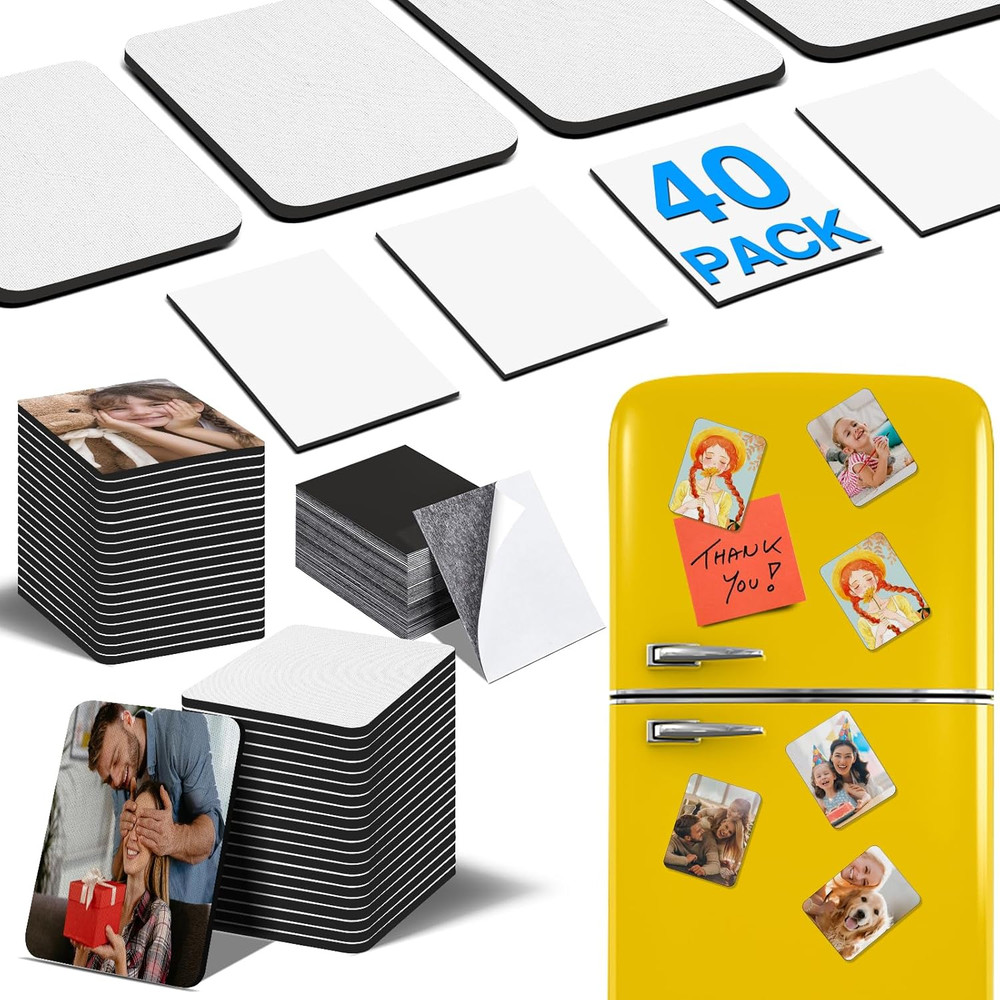 40 Pack Sublimation Magnet Blanks Set,Personalized Sublimation Refrigerator Magn