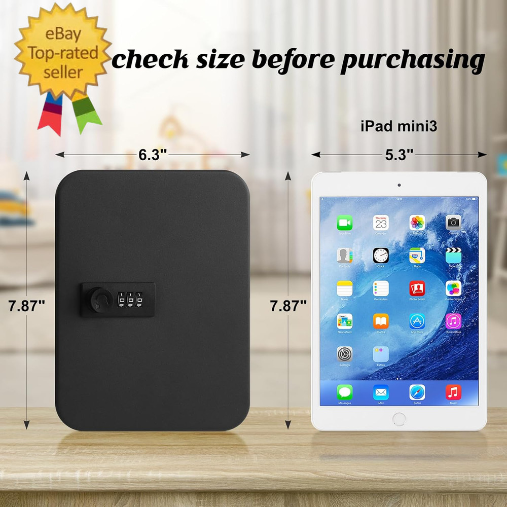 20 Key Storage Lock Box with Code, Key Cabinet Organizer Wall Mount Combination