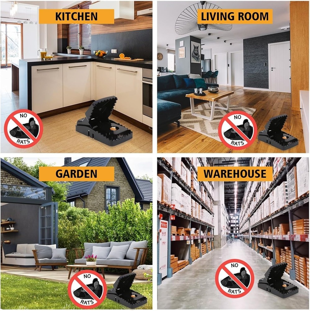 Reusable Large Mouse Traps - Easy Setup 6 Pack for Quick Rodent Elimination