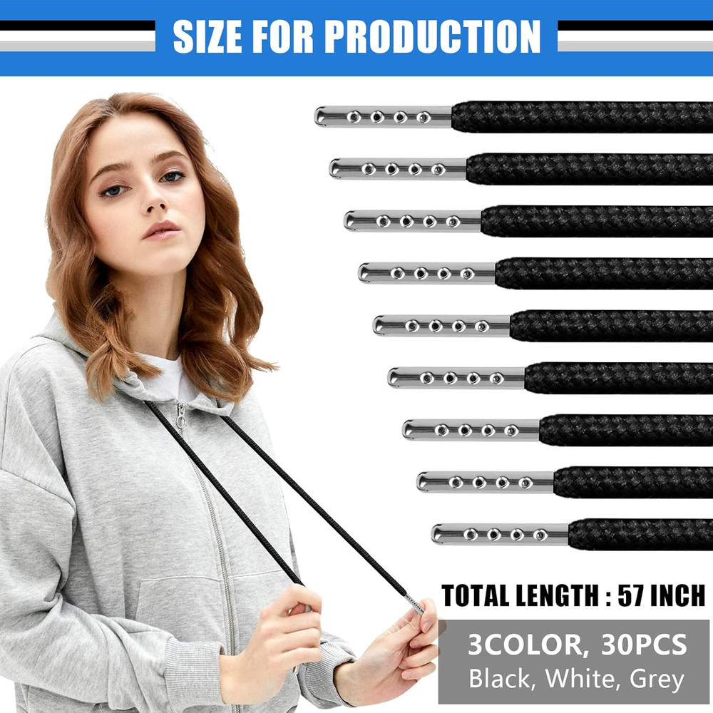 Drawstring Cords Replacement Drawstrings, 30Pcs Sweatshirt Drawstring Replacemen