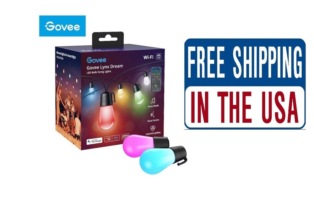 Govee 48-ft Plug-in Multicolor String Light with 15 Color changing bulbs